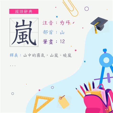 嵐字意思|字:嵐 (注音:ㄌㄢˊ,部首:山) 